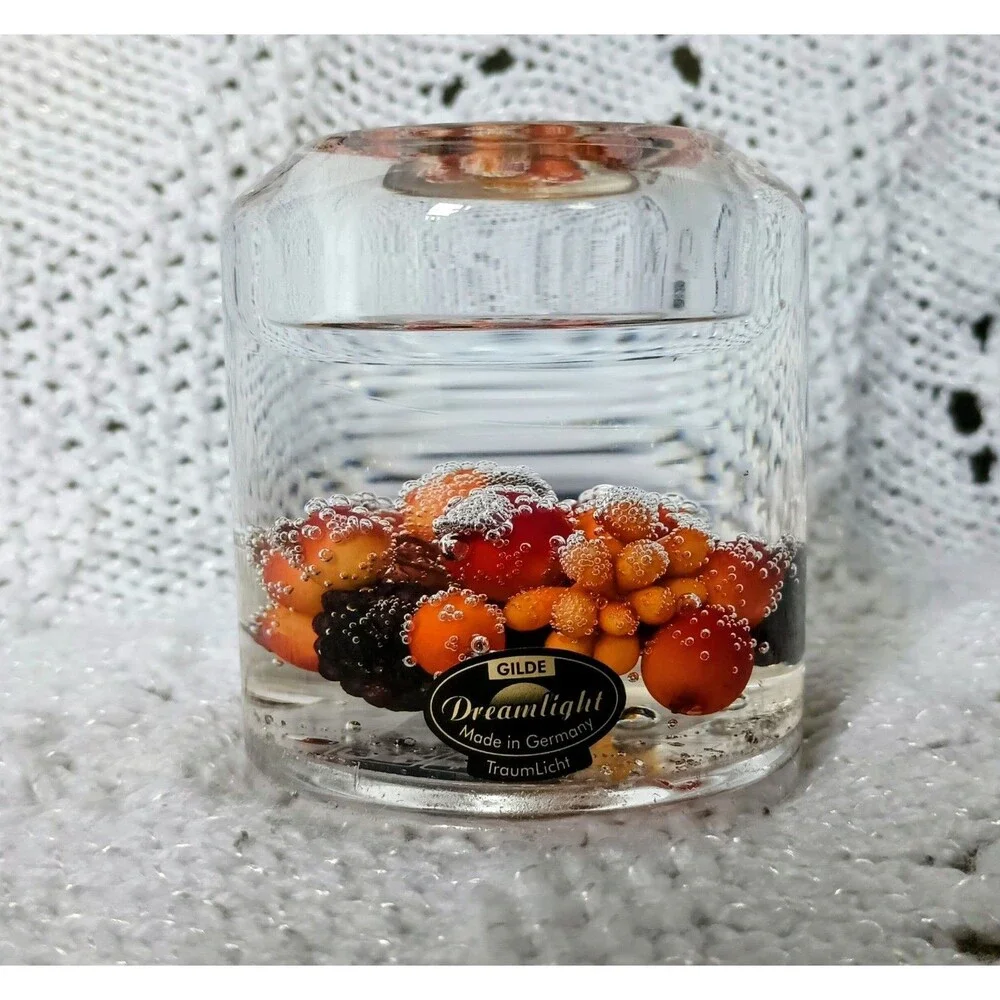 Gilde Dreamlight Traumlicht Glass Round Tealight Holder Floral Nature Small